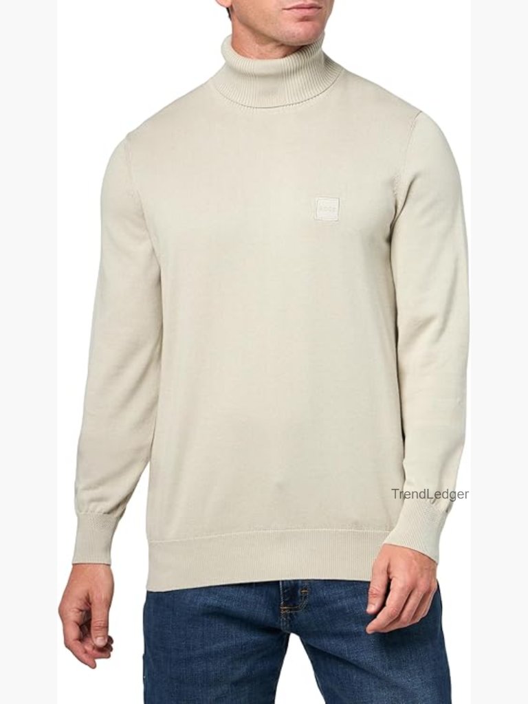 Men's Cotton Cashmere Blend Turtle Neck Sweater Pullover Regular Fit